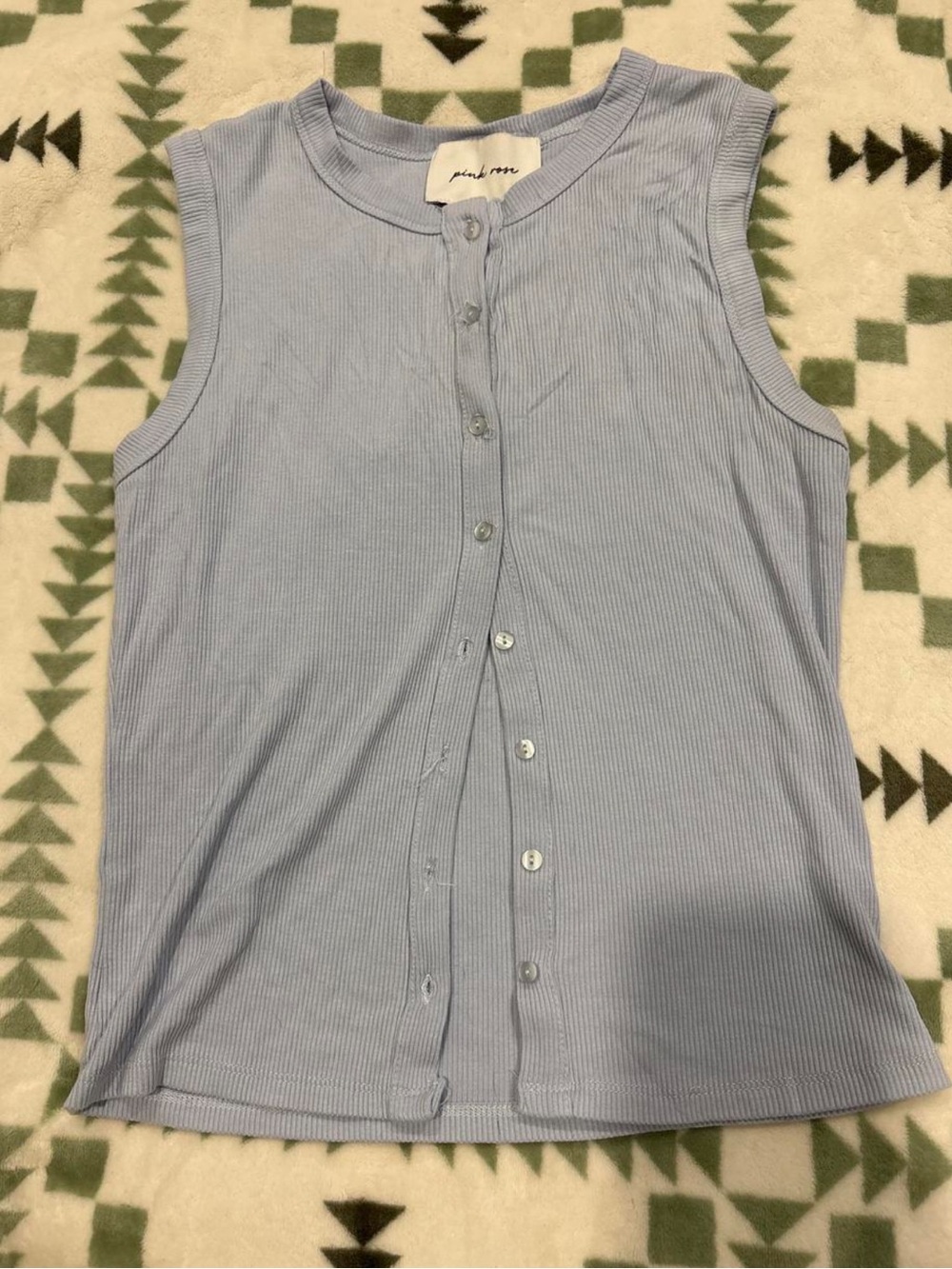 pink rose Sleeveless Ribbed Button-Front Tank Top